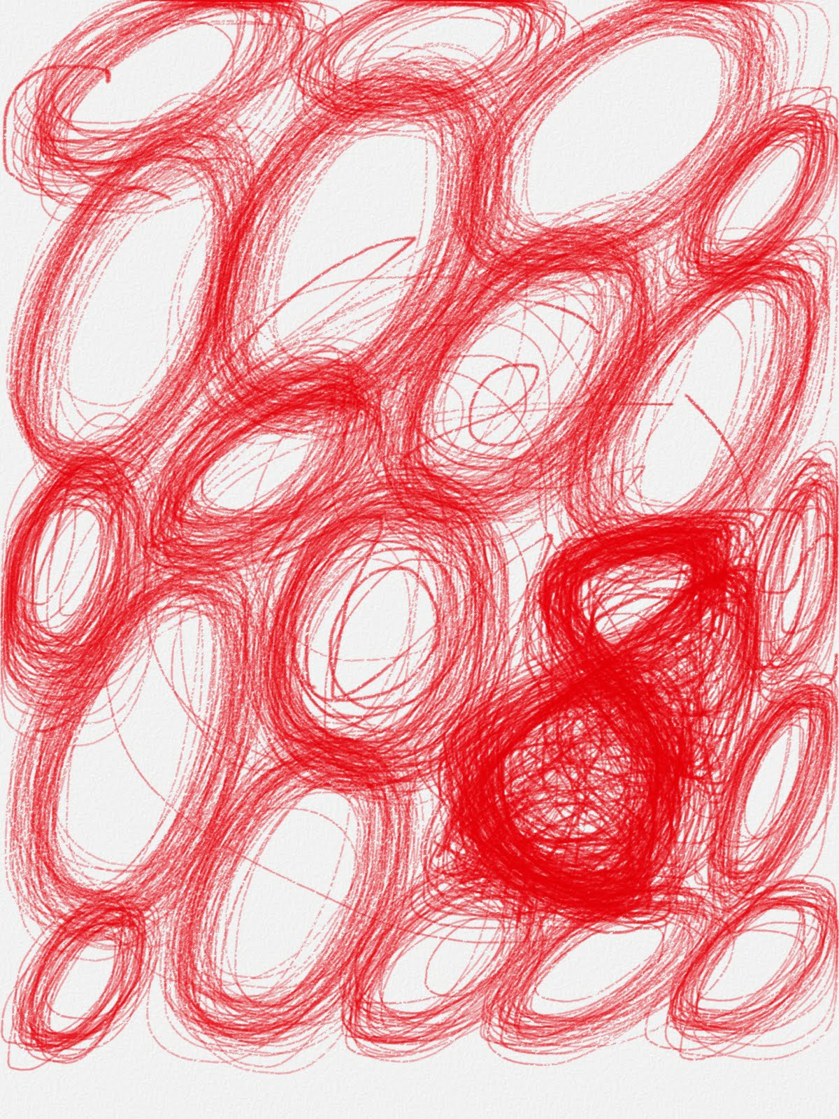 Dozens of red circles scribbled on a white background